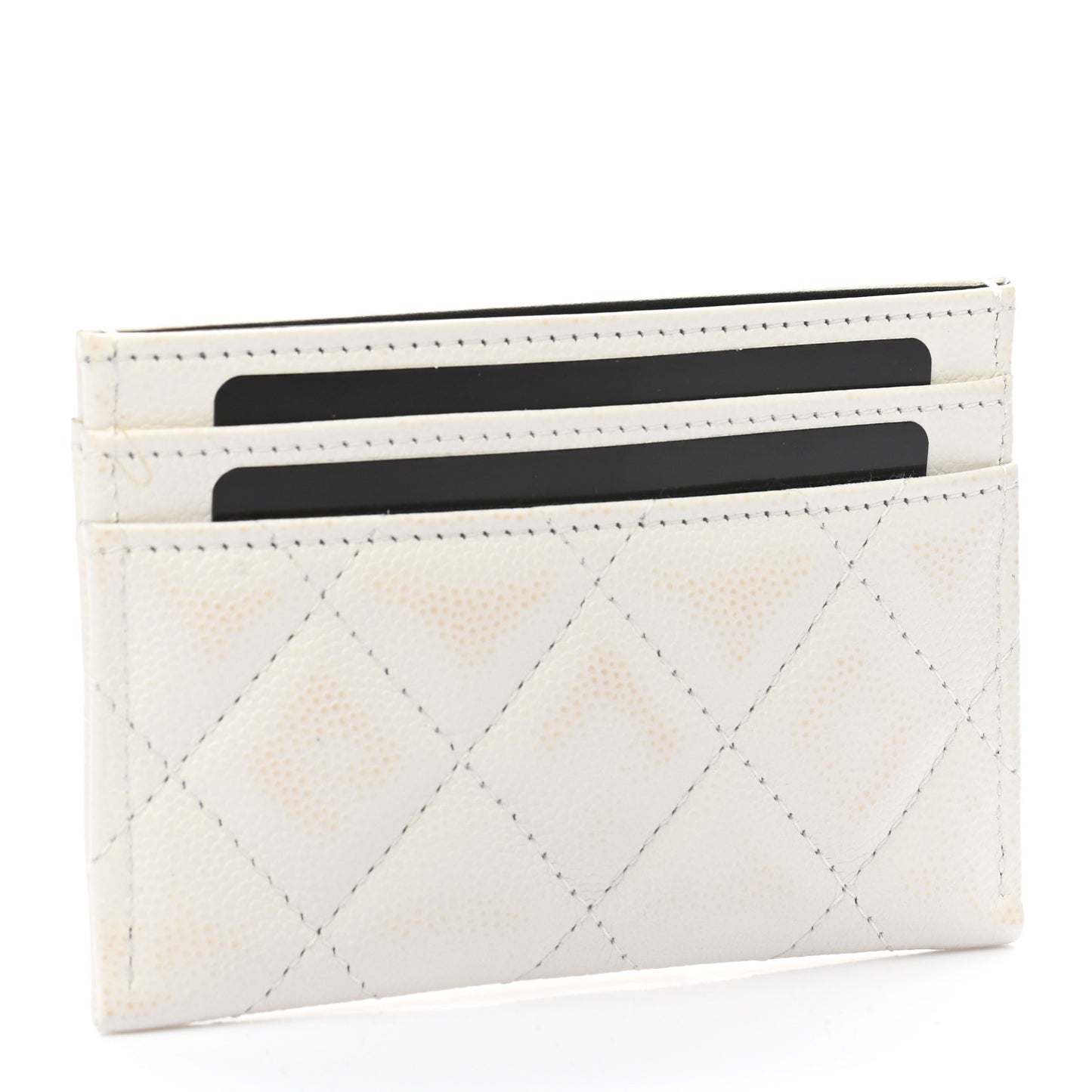 Caviar Quilted My Everything Card Holder White Black