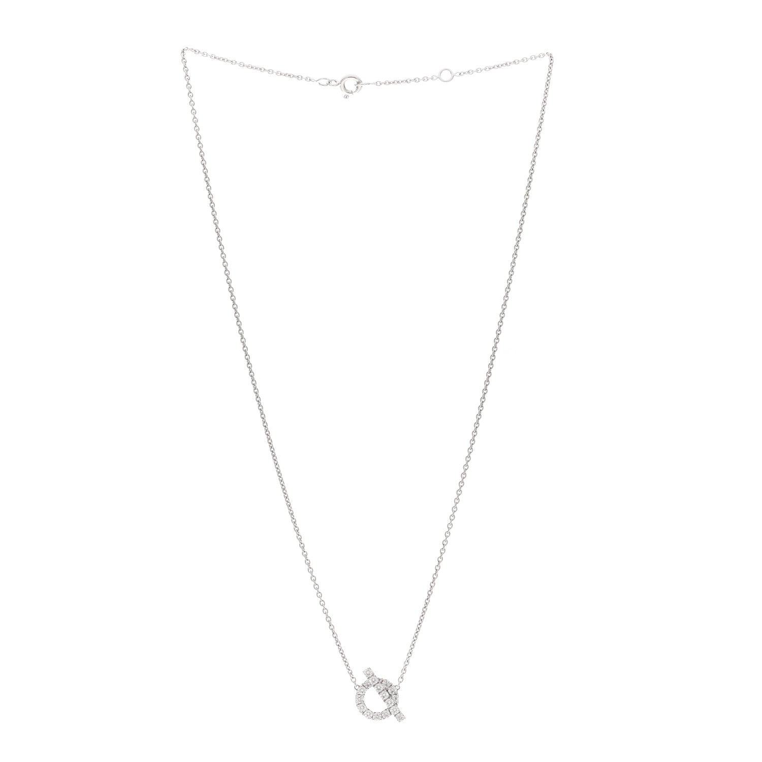 Hermes 18K White Gold Diamond Finesse Pendant Necklace 3 of 5