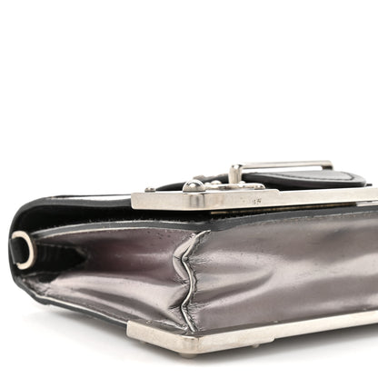 Prada Metallic Vitello Saffiano Cahier Bag Silver Black 9 of 15