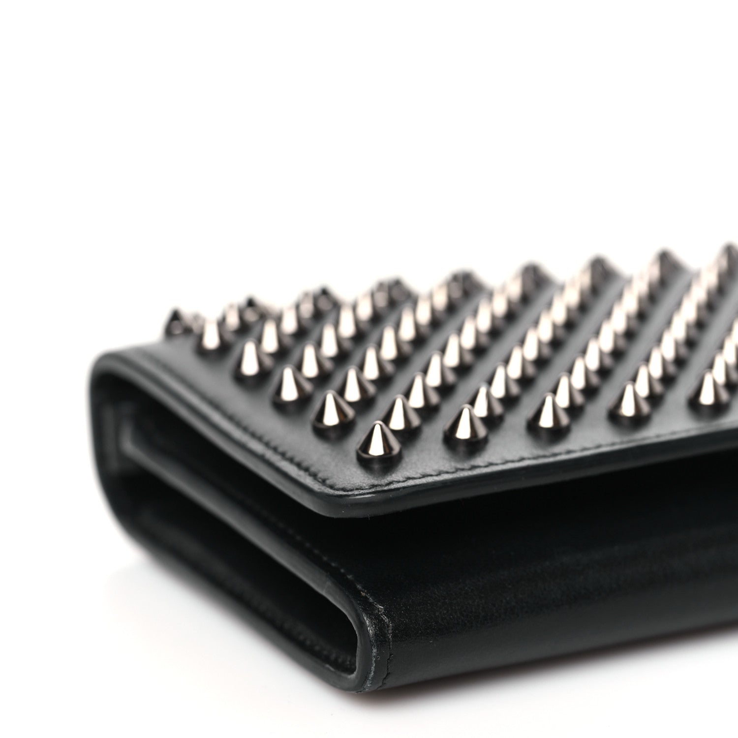 Christian Louboutin Calfskin Macaron Spiked Flap Wallet Black 7 of 8