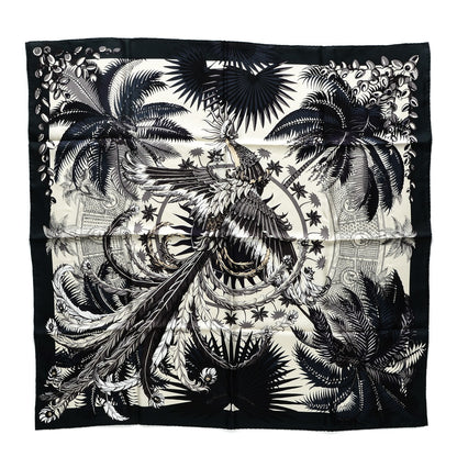 Hermes Silk Mythiques Phoenix Scarf 90 Vert Anthracite Vanille Auberg 1 of 4