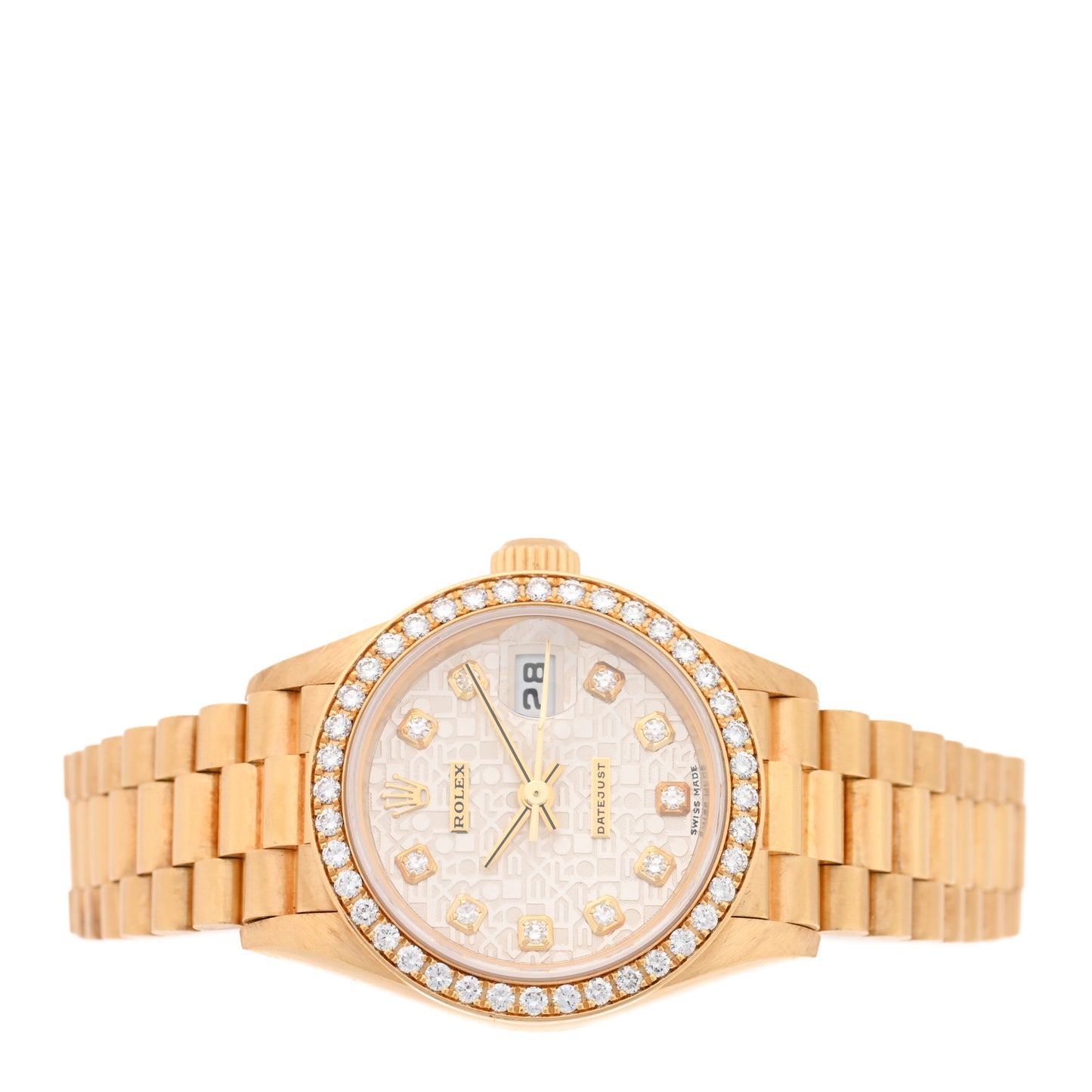 18K Yellow Gold Diamond Bezel 26mm Datejust President Watch Silver Jubilee 79138