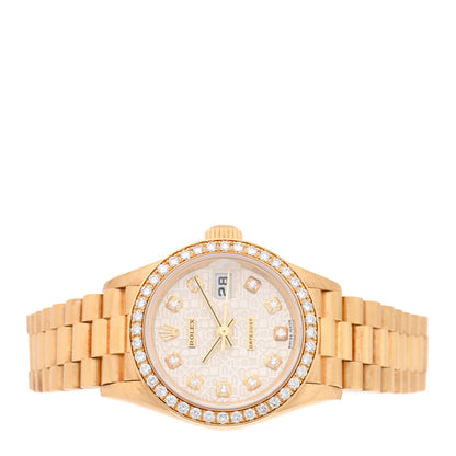 Rolex 18K Yellow Gold Diamond Bezel 26mm Datejust President Watch Silver Jubilee 79138 2 of 5