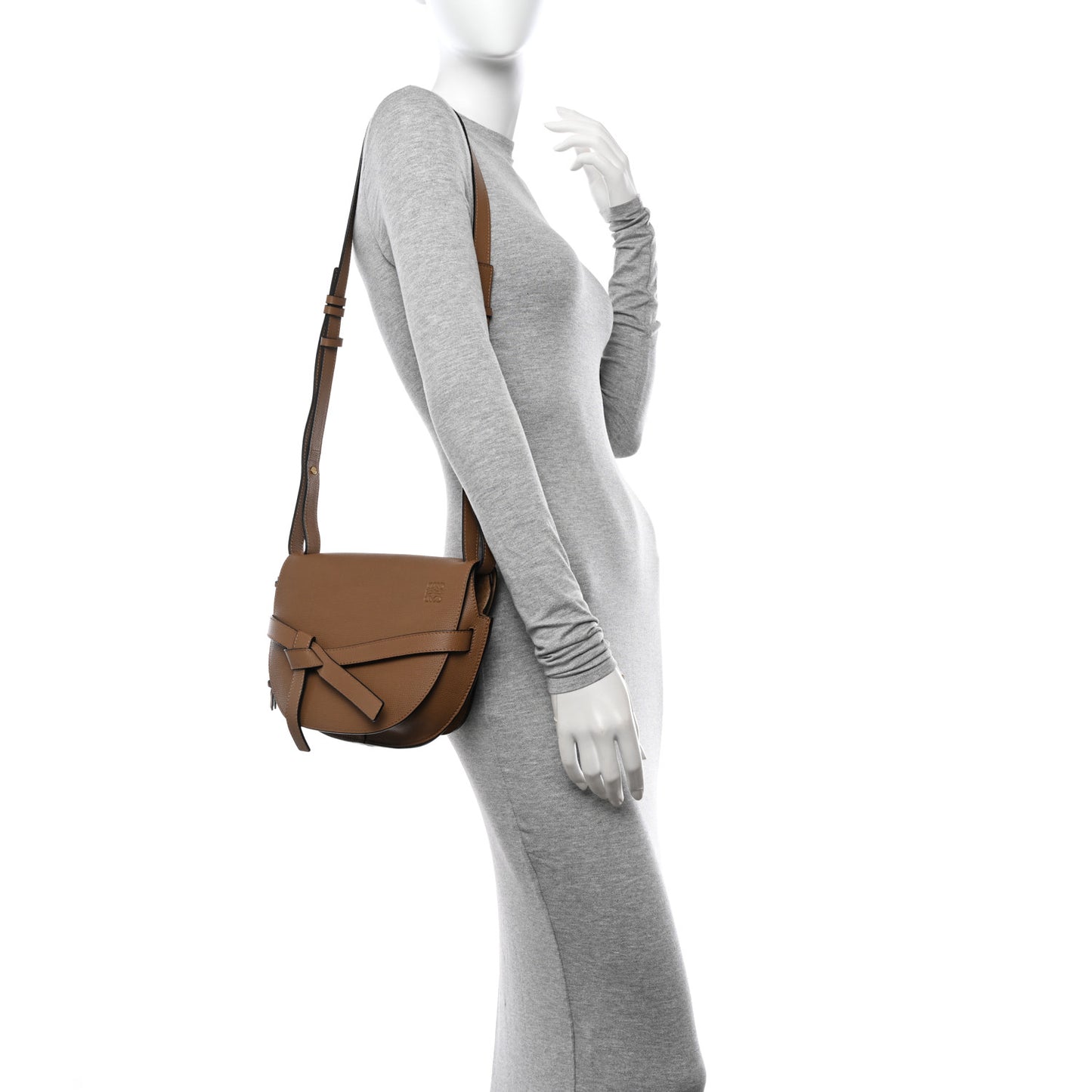 Grained Calfskin Small Gate Crossbody Bag Oak
