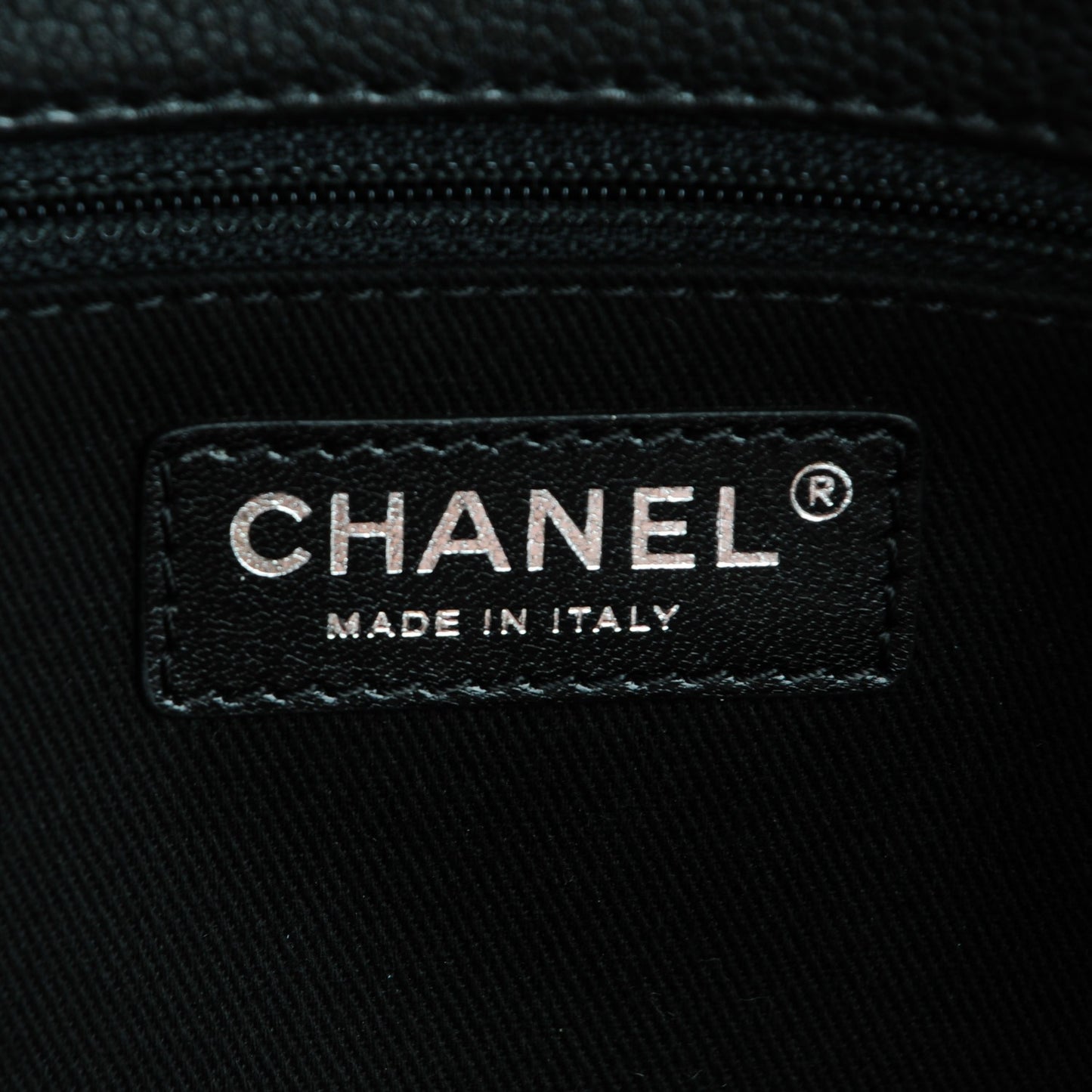 Grained Calfskin Large Shopping Tote Black
