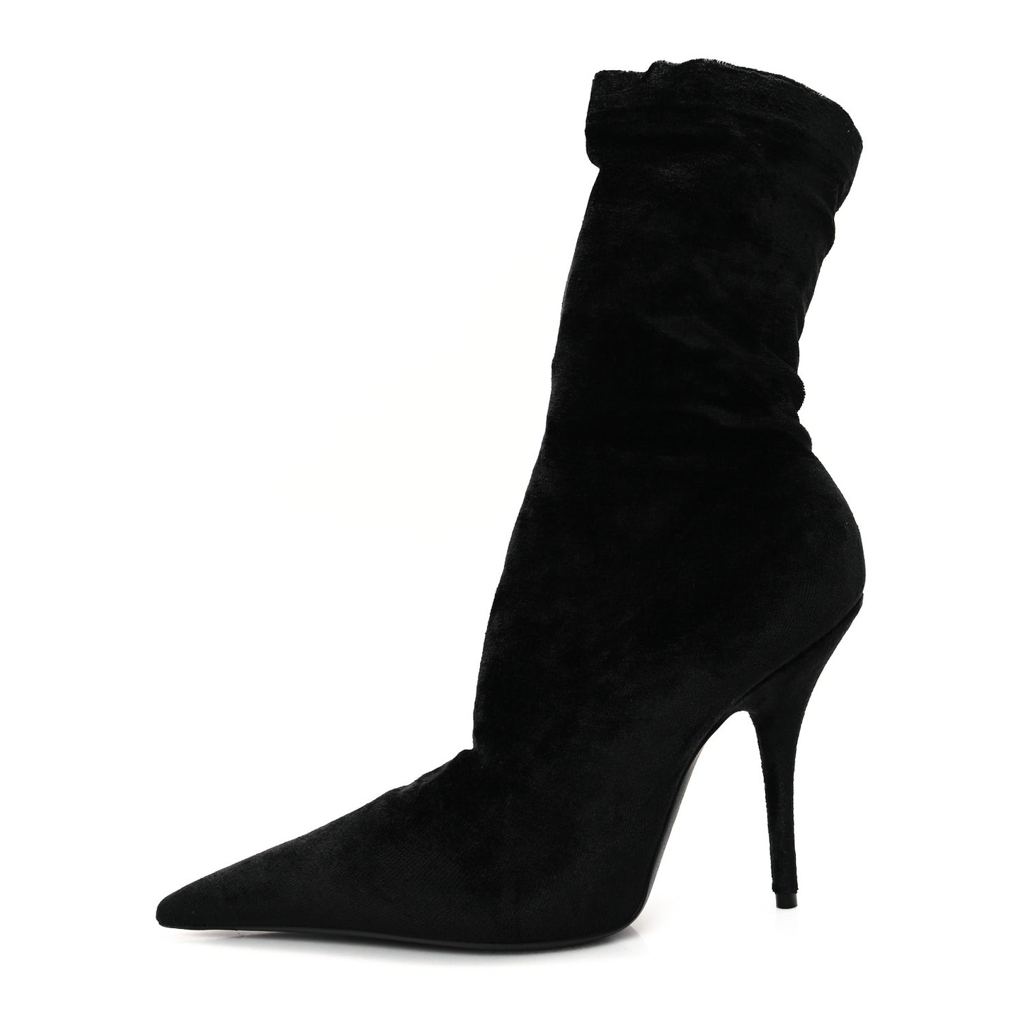 Velvet Spandex Extreme Pointed Toe Knife Ankle Boots 37 Black
