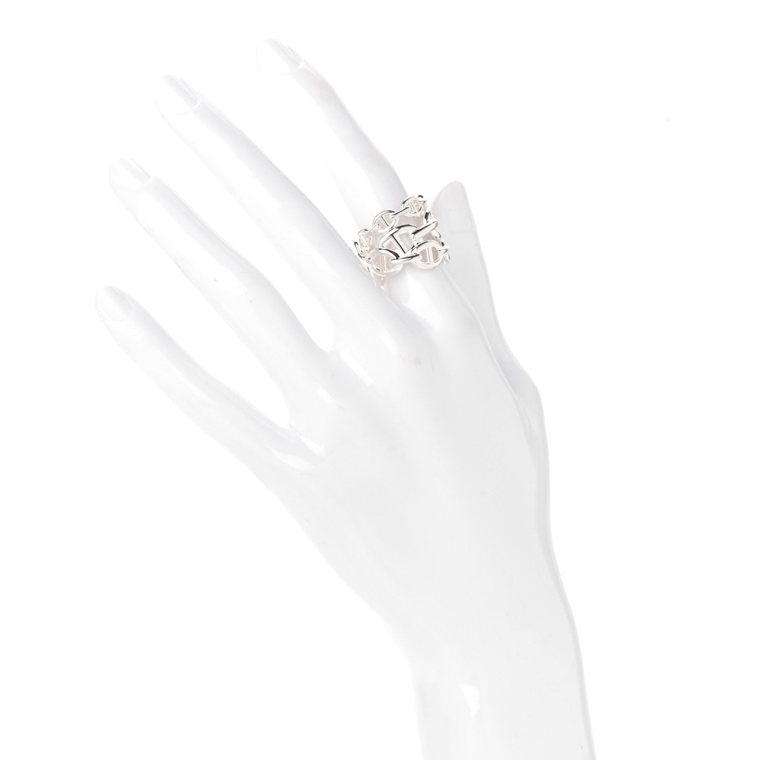 Hermes Sterling Silver GM Chaine d'Ancre Enchainee Band Ring 50 5.25 2 of 5