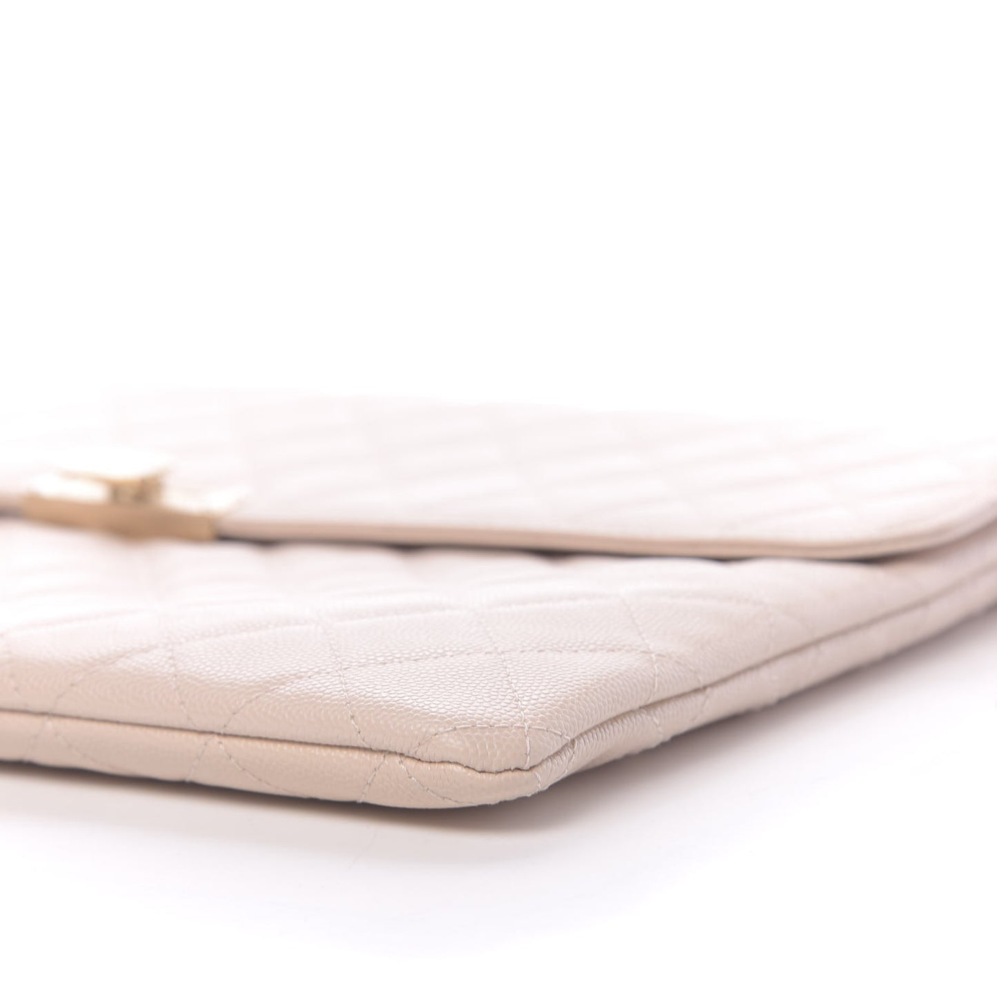 Caviar Quilted Large Golden Class Pouch Light Pink