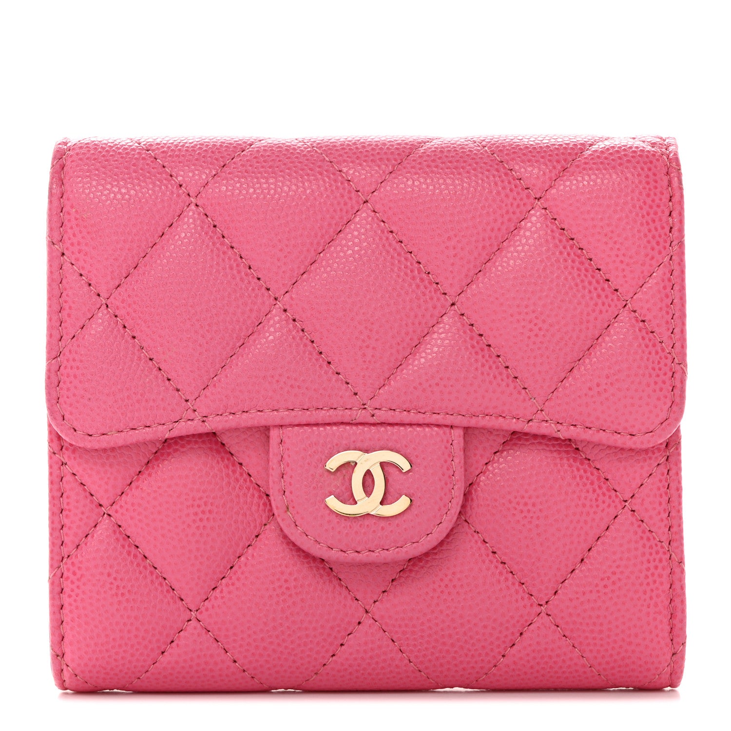 Chanel Caviar Quilted Compact Flap Wallet Pink 1 of 9