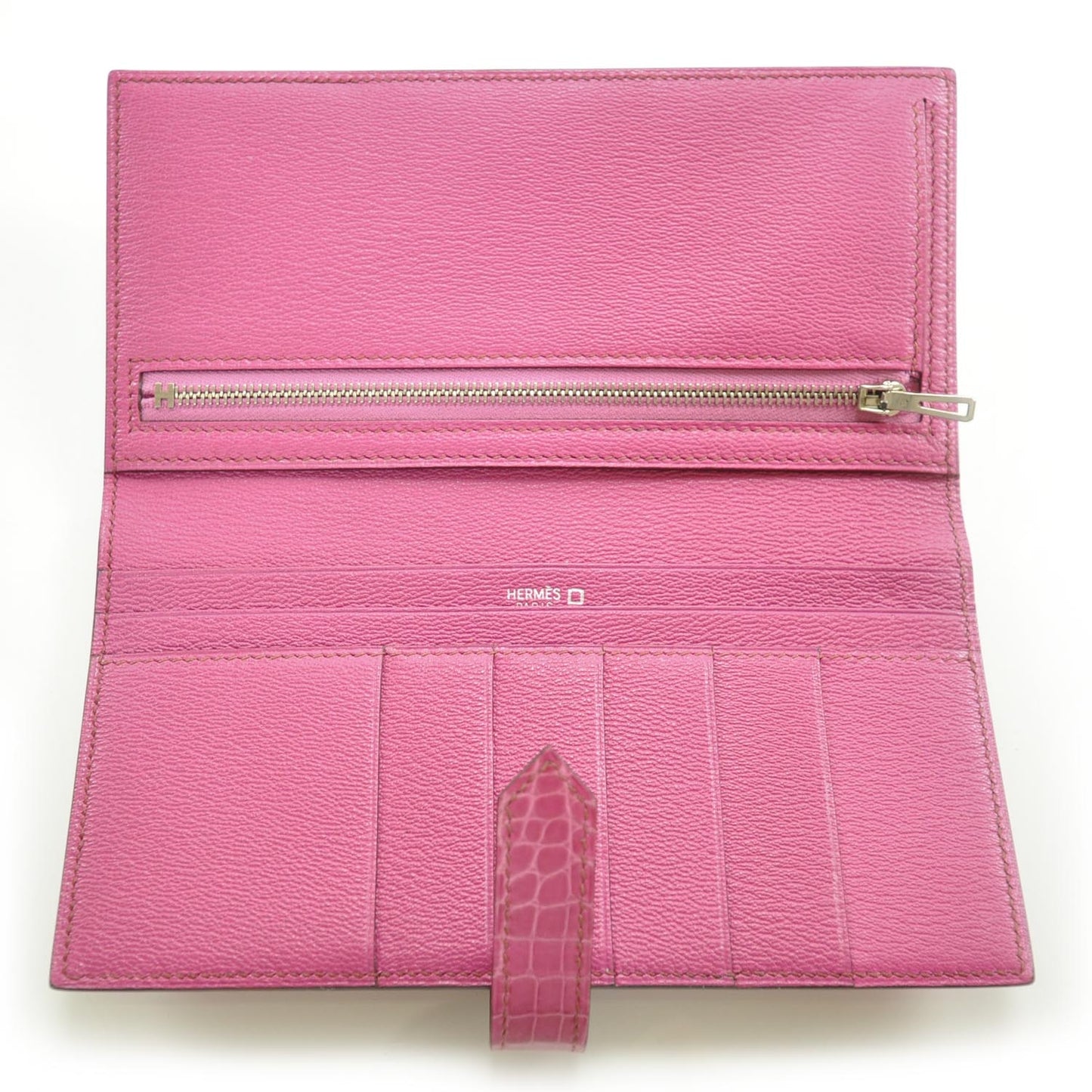 Shiny Alligator Bearn H Wallet Fuchsia