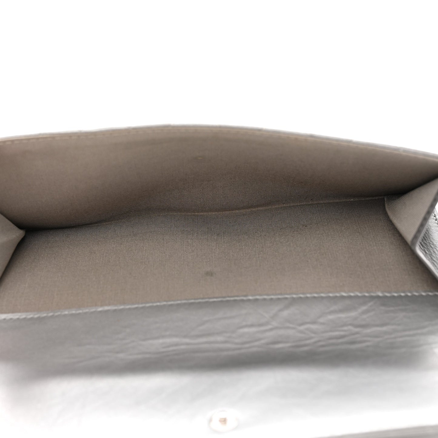 Aged Metallic Calfskin Large Palette Flap Wallet Silver