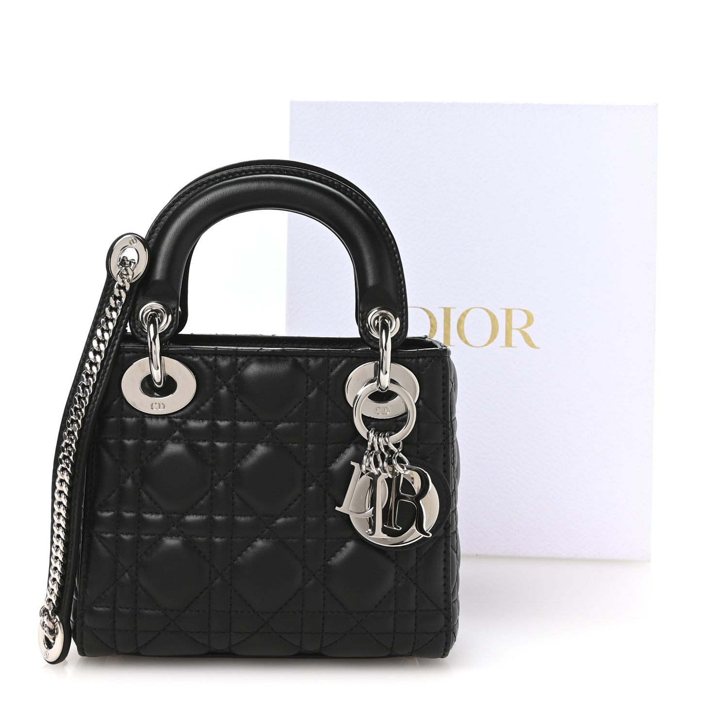 Lambskin Cannage Mini Lady Dior Black