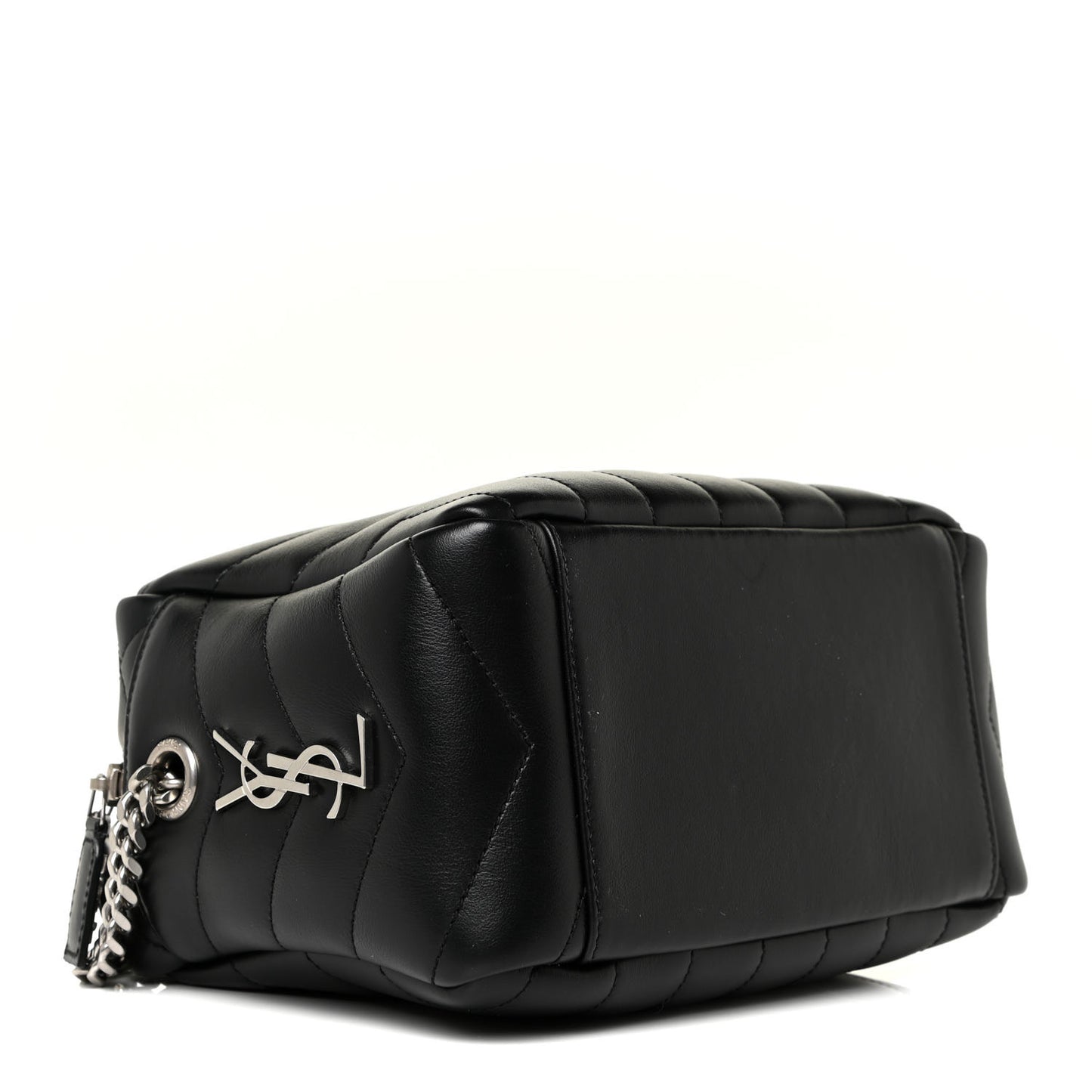 Calfskin Y Quilted Monogram Small Loulou Bowling Bag Black