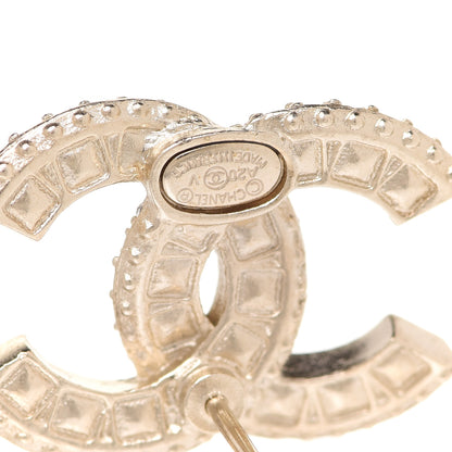Chanel Crystal Timeless CC Earrings Light Gold 4 of 5