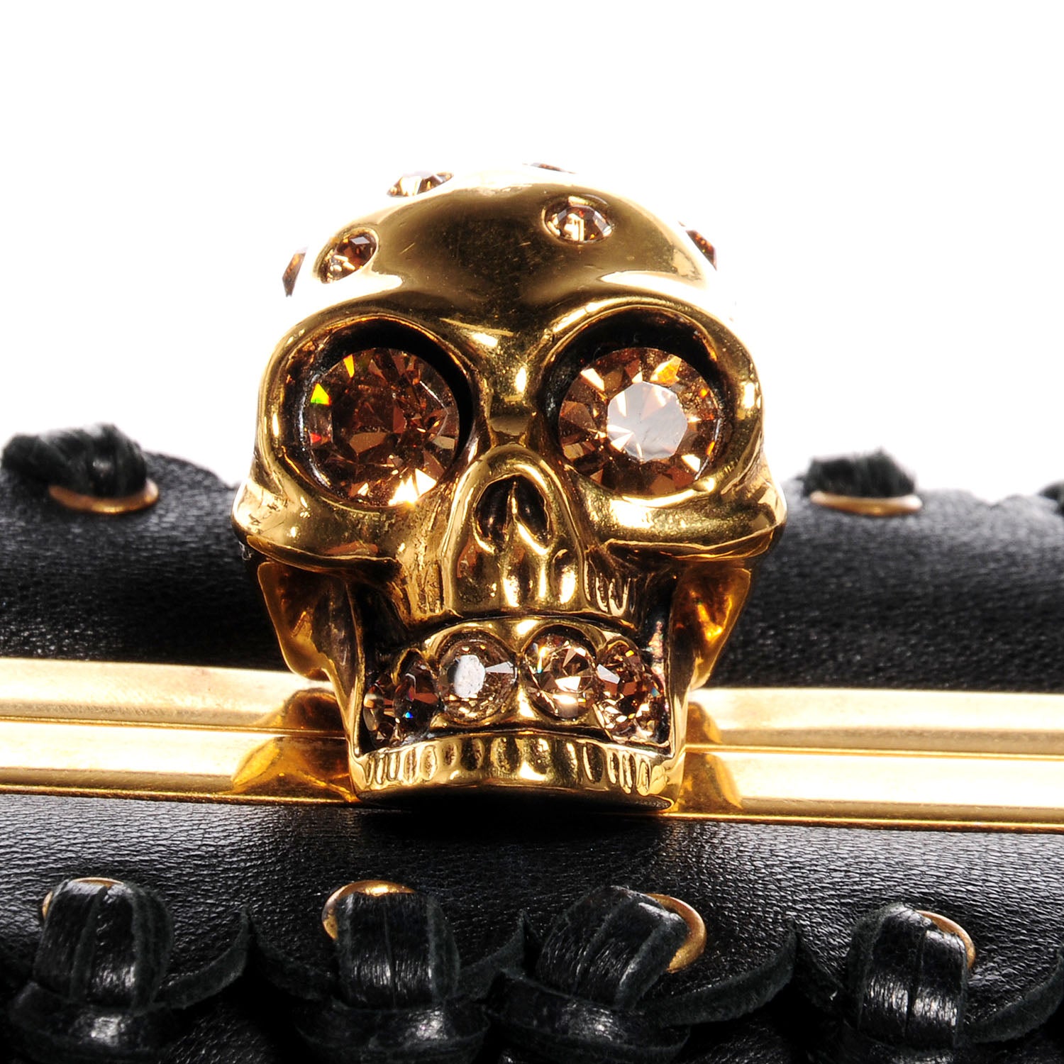 Alexander McQueen Leather Fringe Skull Box Clutch Black 8 of 10