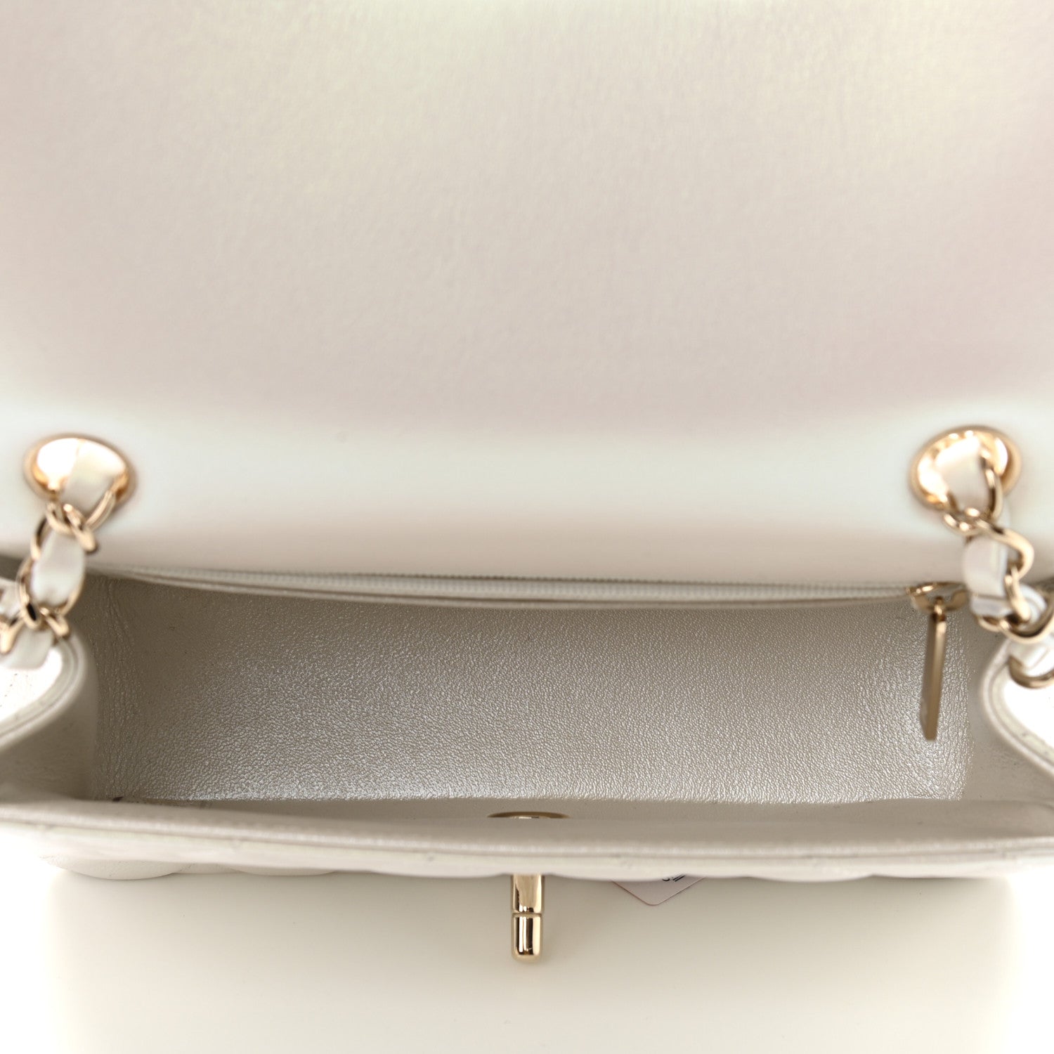 Chanel Iridescent Calfskin Quilted Mini Rectangular Flap White 5 of 10