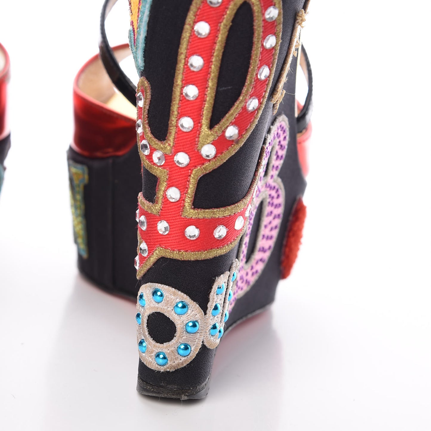 Patent Loubi Zeppa 140 Wedges 38.5 Black Red