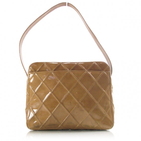Patent Leather CC Shoulder Bag Beige