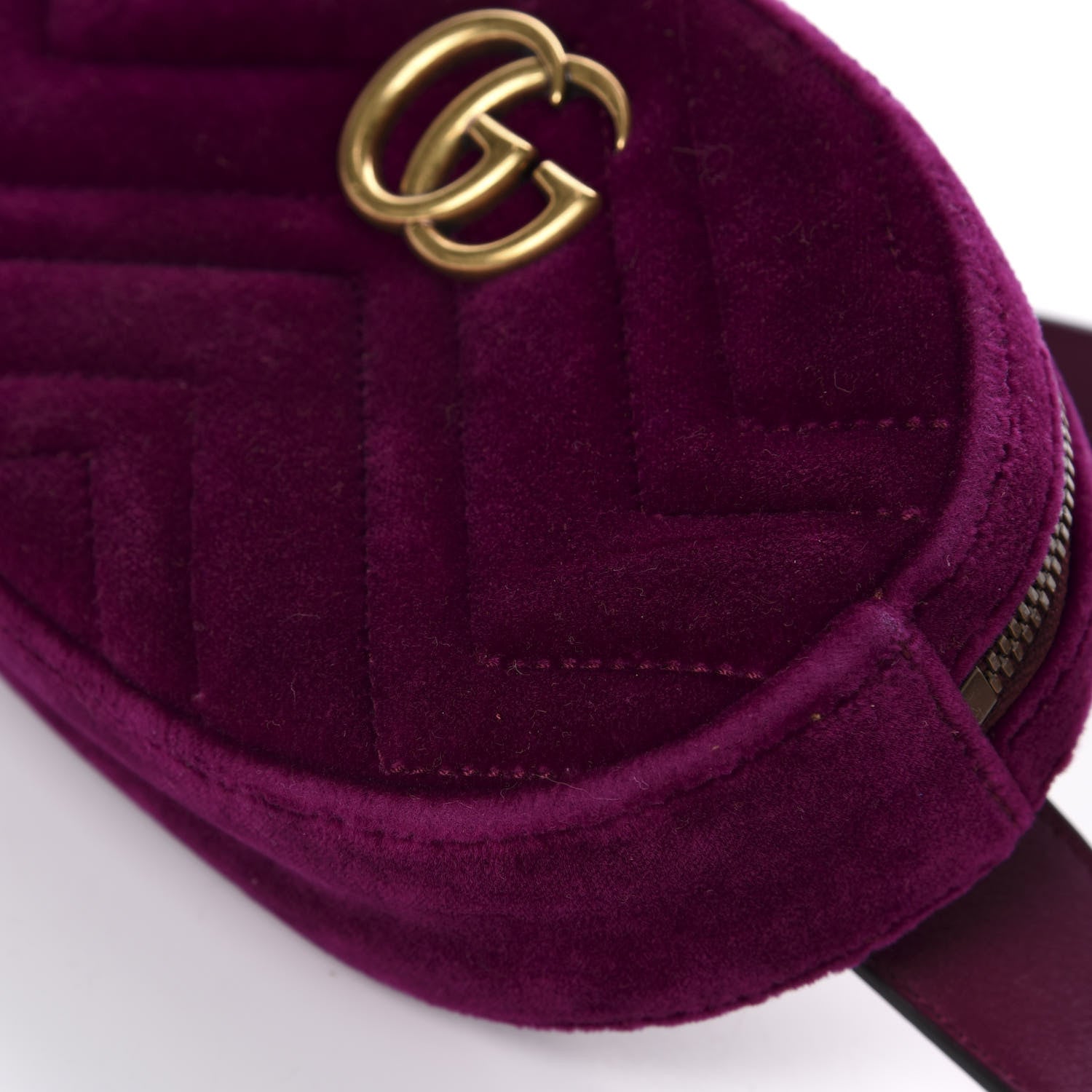 Gucci Velvet Matelasse GG Marmont Belt Bag 75 30 Fuchsia Violet Cyclamen 7 of 11