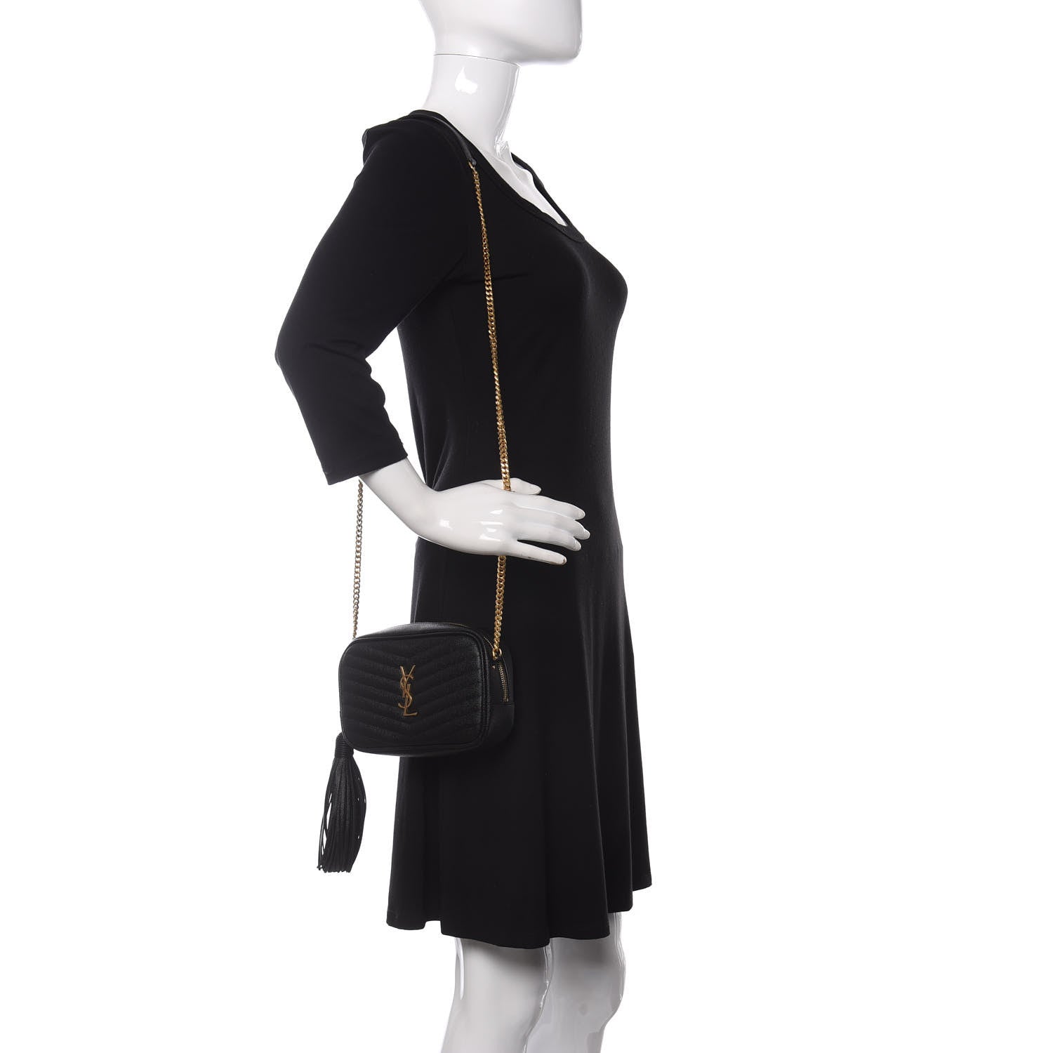 Saint Laurent Grain De Poudre Matelasse Monogram Mini Lou Camera Bag Black 2 of 10