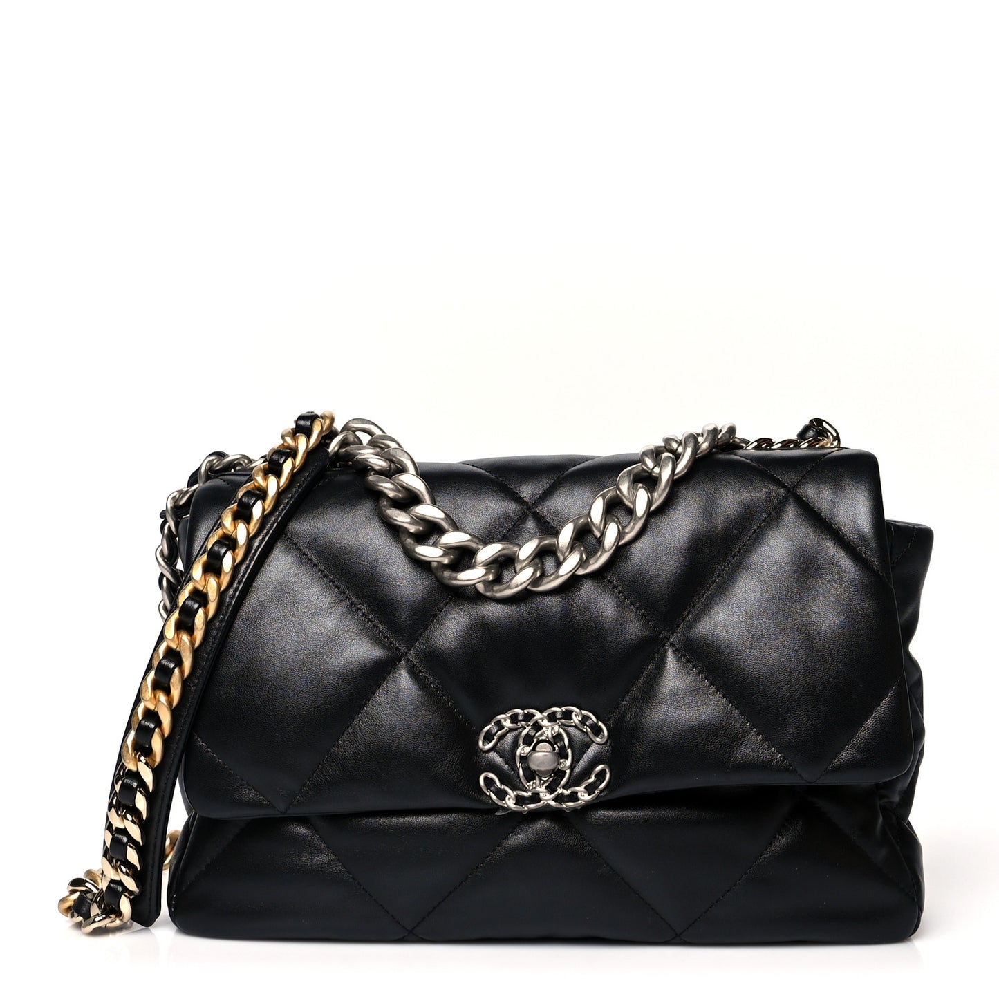 Lambskin Quilted Large Chanel 19 Flap Black