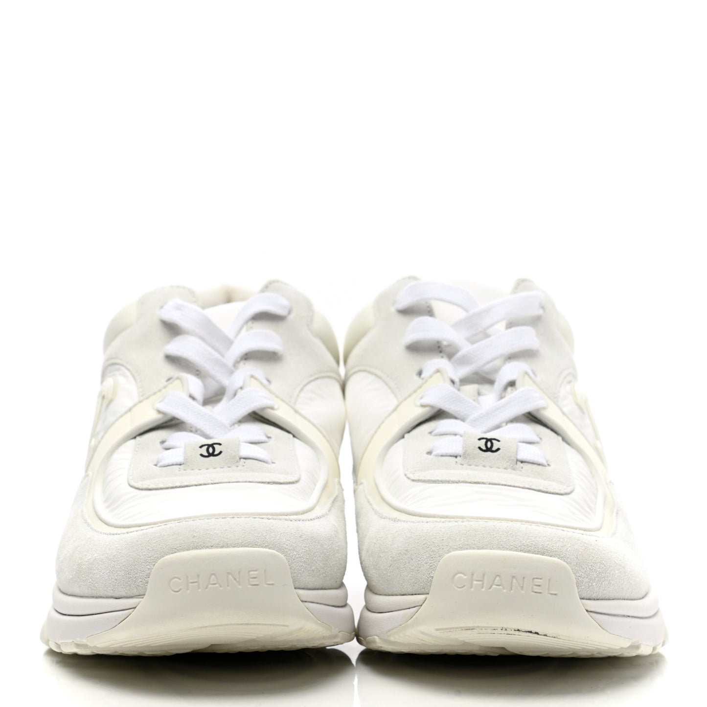 Suede Calfskin Fabric CC Sneakers 38.5 White