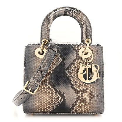 Christian Dior Snakeskin Small Lady Dior Brown Multicolor 1 of 10