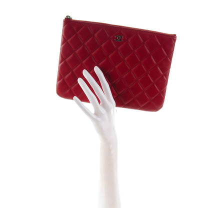 Chanel Lambskin Quilted Medium Cosmetic Case Red 2 of 7