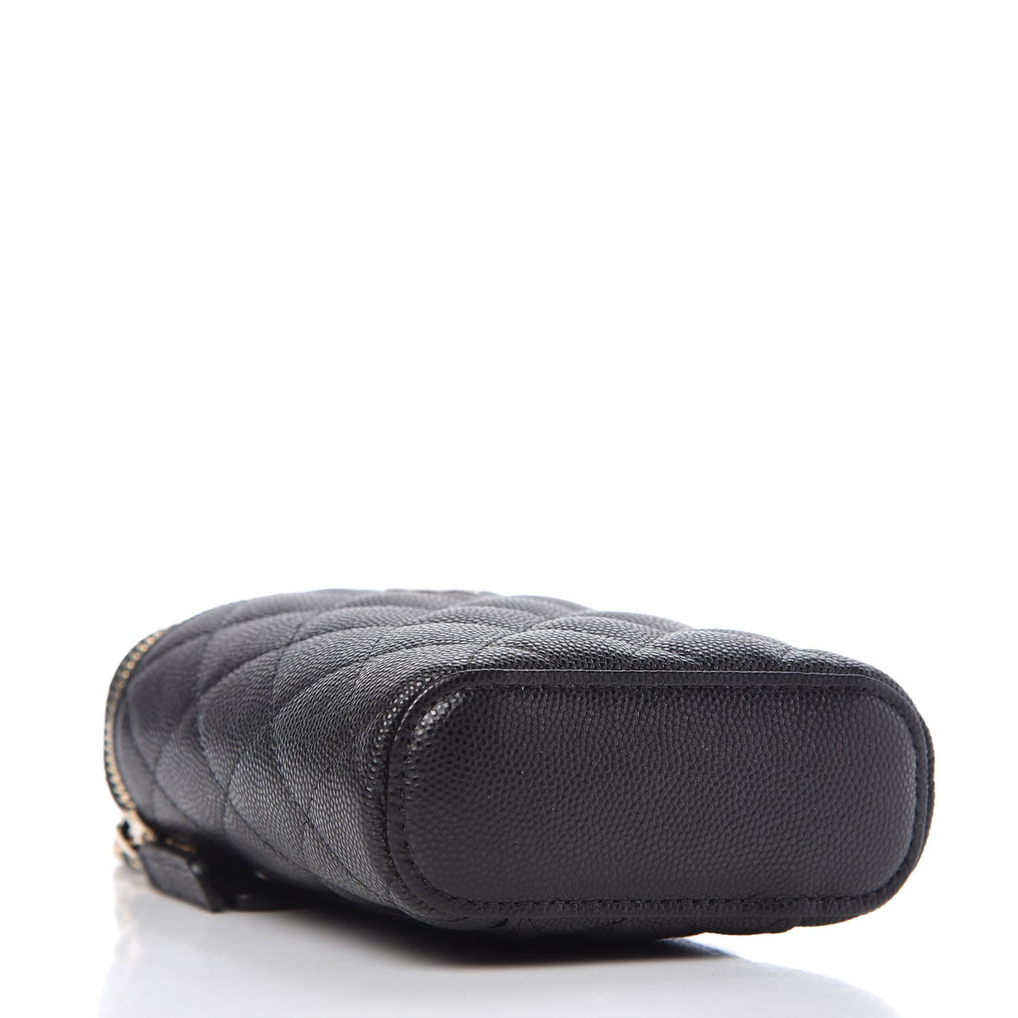Caviar Quilted Small Vertical Coco Beauty Vanity Case With Chain Black