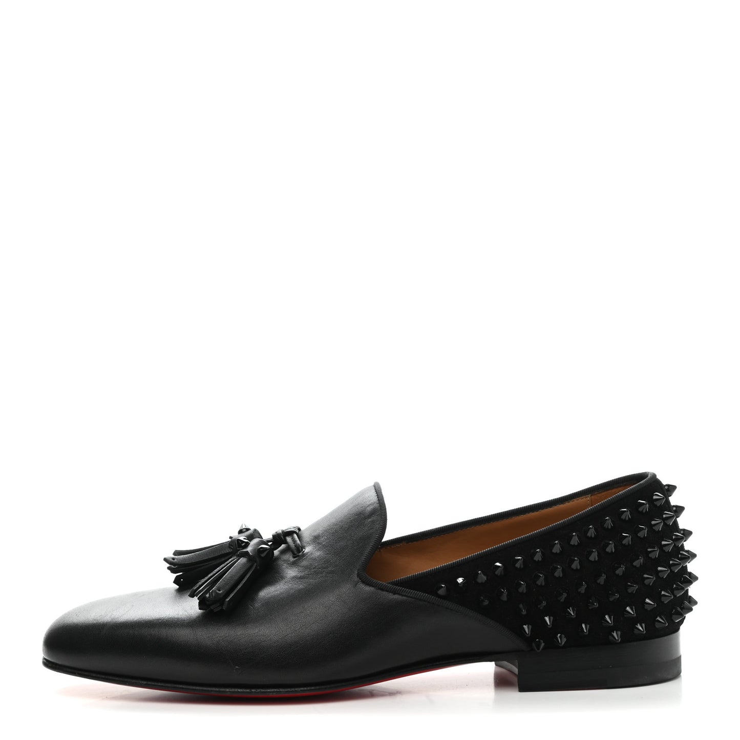 Calfskin Spikes Mens Tassilo Flat Mocasin Loafer 40 Black