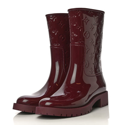 Louis Vuitton Rubber Embossed Monogram Drops Flat Half Boots 39 Burgundy 3 of 10