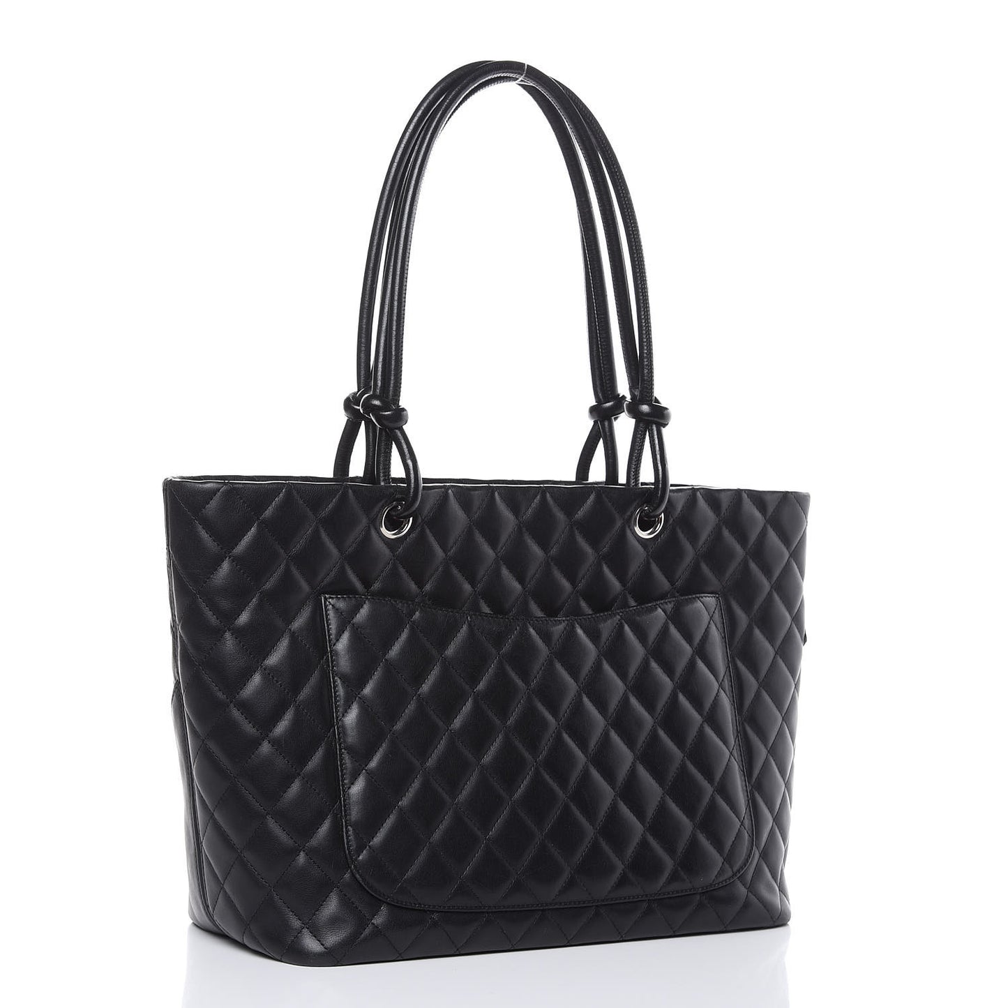 Calfskin Quilted Large Cambon Tote Black