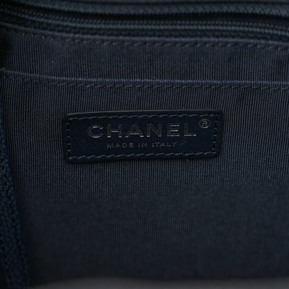 Chanel Caviar Flat Quilted CC Chain Bucket Drawstring Bag Navy 6 of 10