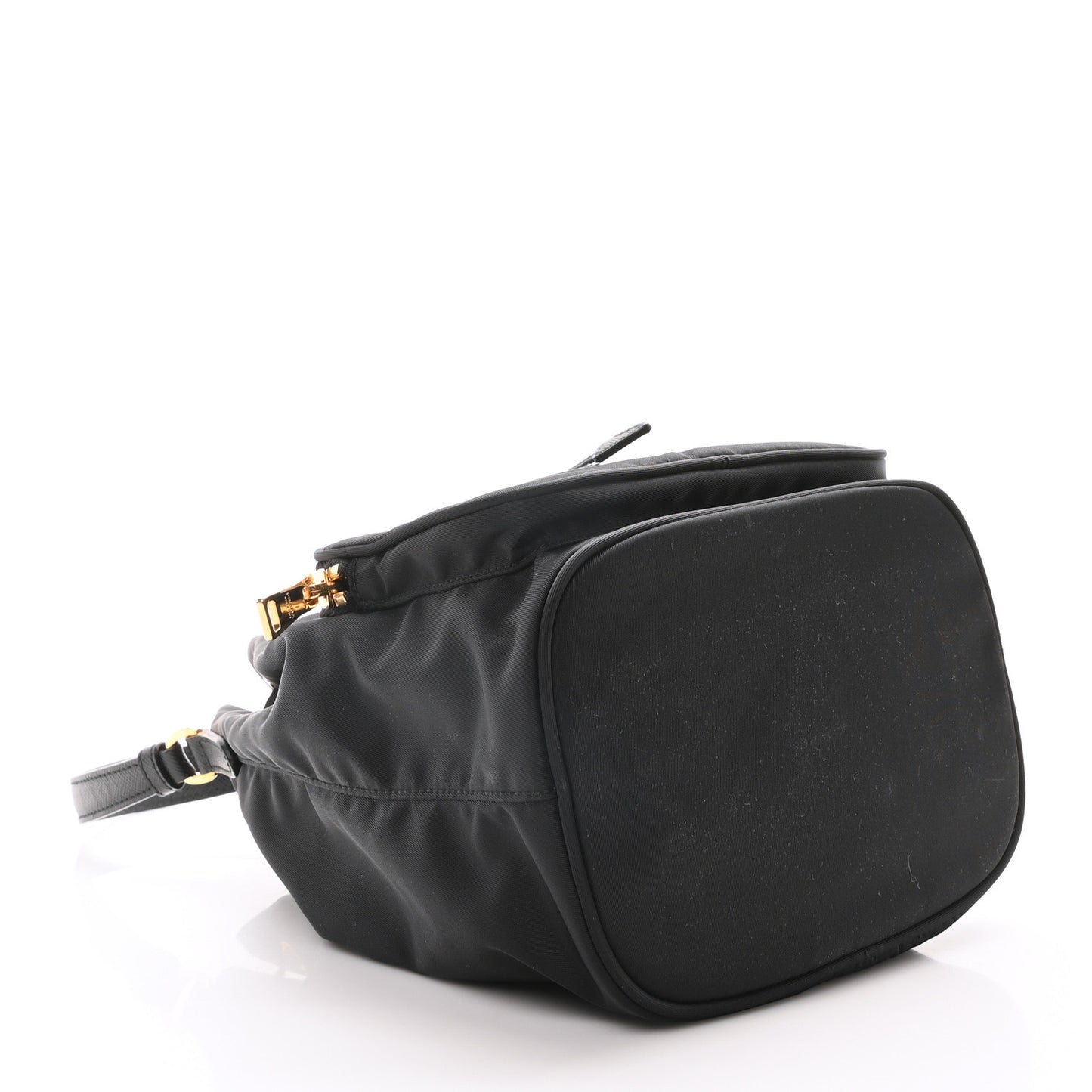 Saffiano Tessuto Nylon Mini Bucket Crossbody Bag Black