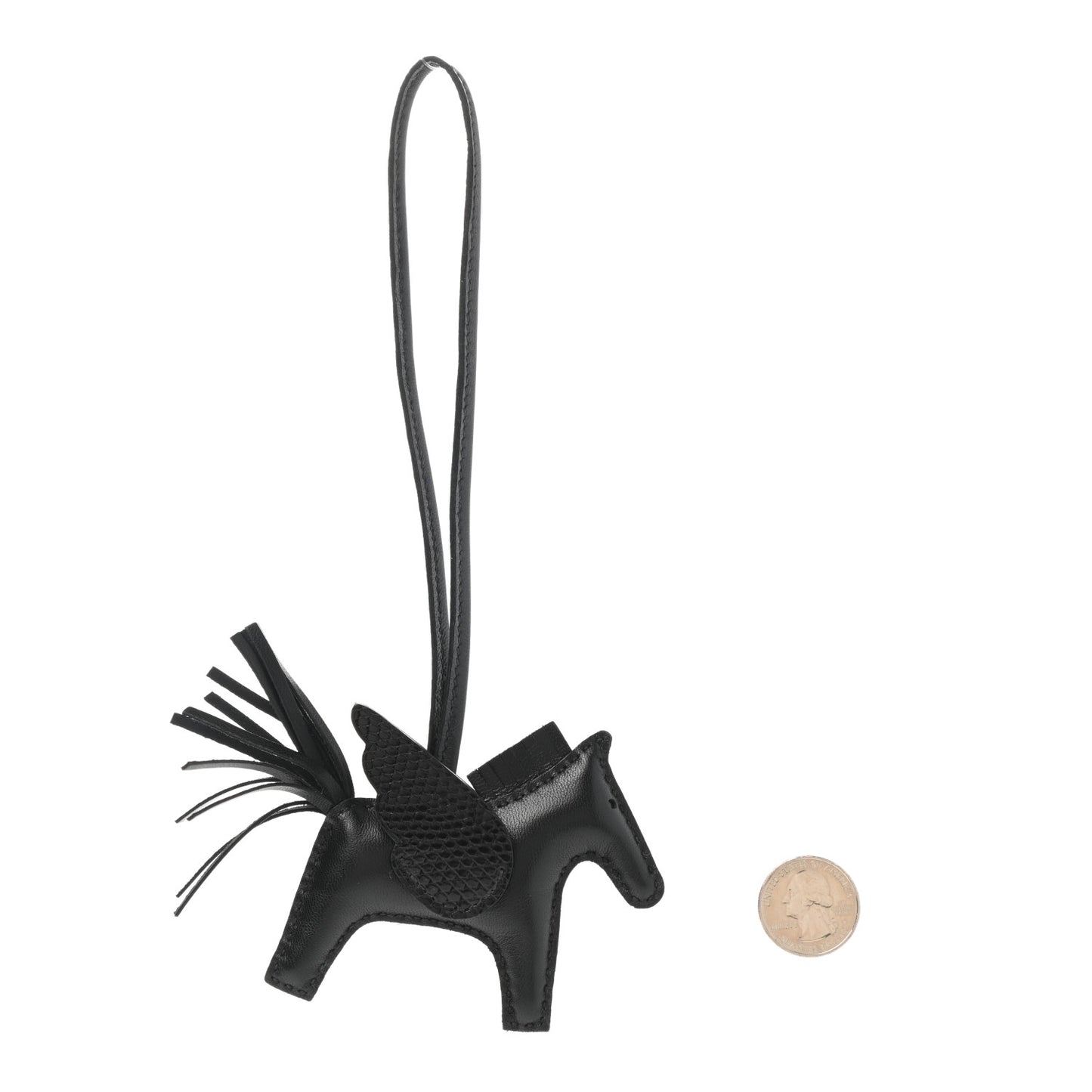 Milo Lambskin Lizard Touch Grigri Rodeo Pegase Horse Bag Charm PM So Black
