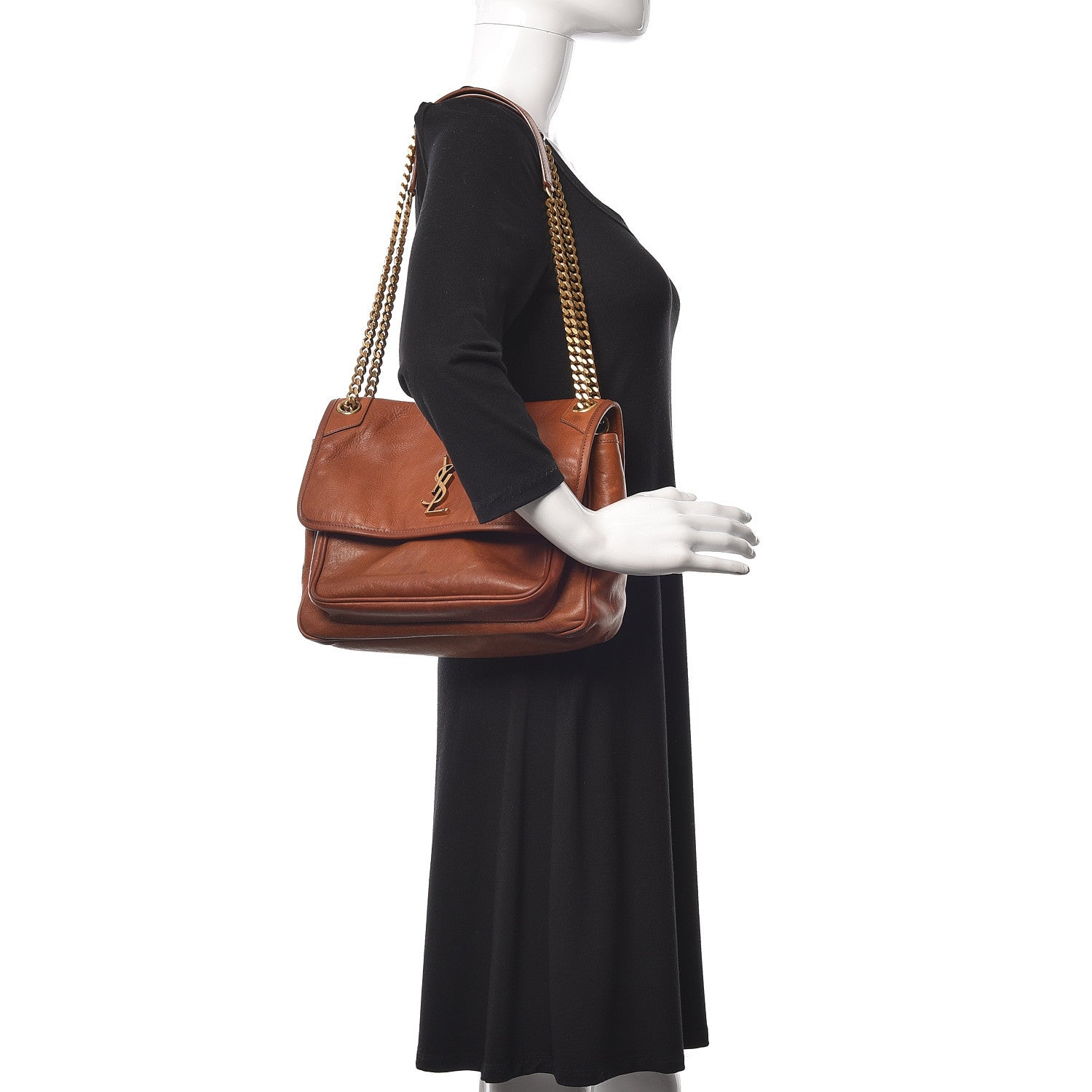 Saint Laurent Calfskin Monogram Medium Niki Chain Satchel Cognac 2 of 15