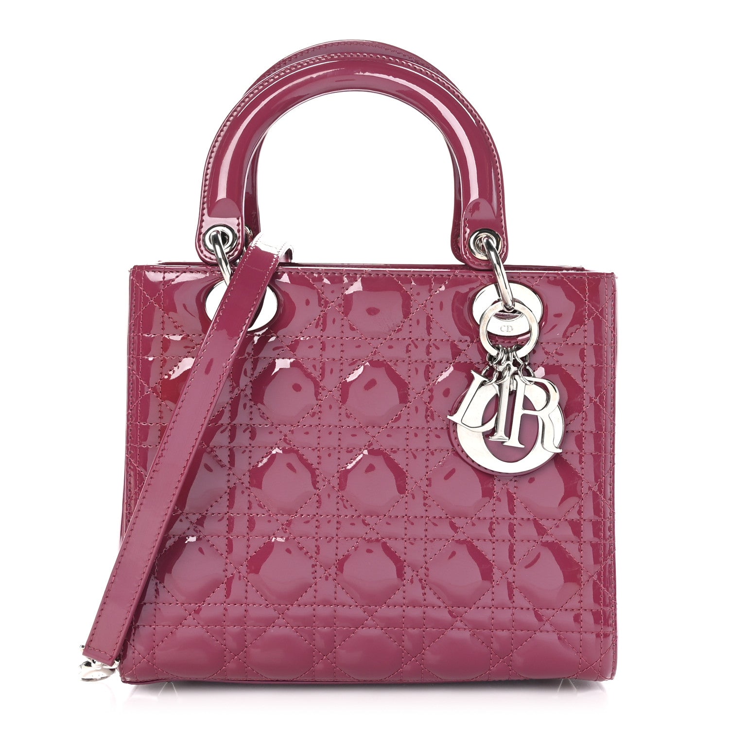 Christian Dior Patent Cannage Medium Lady Dior Dark Pink 1 of 10