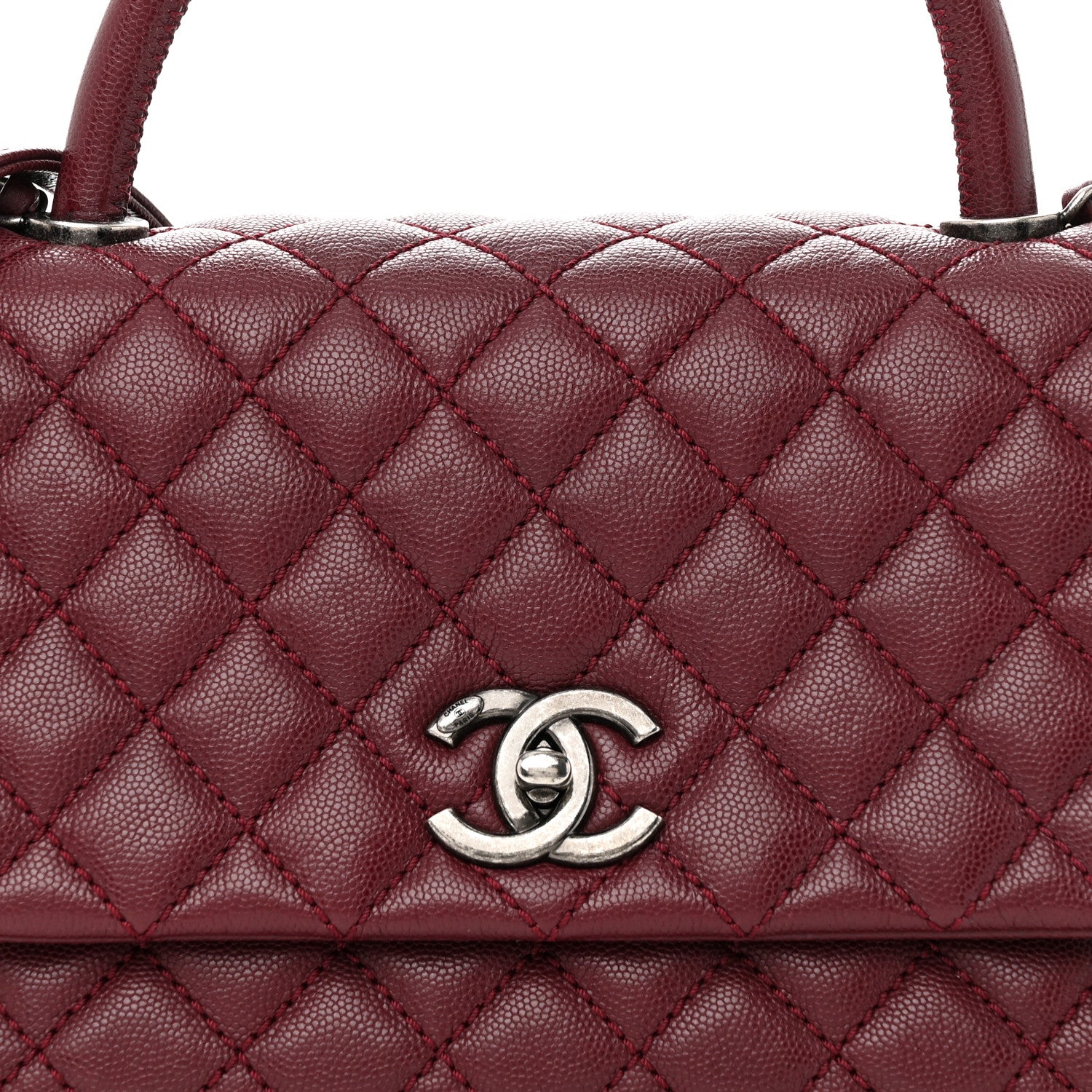 Chanel Caviar Quilted Small Coco Handle Flap Burgundy 8 of 12