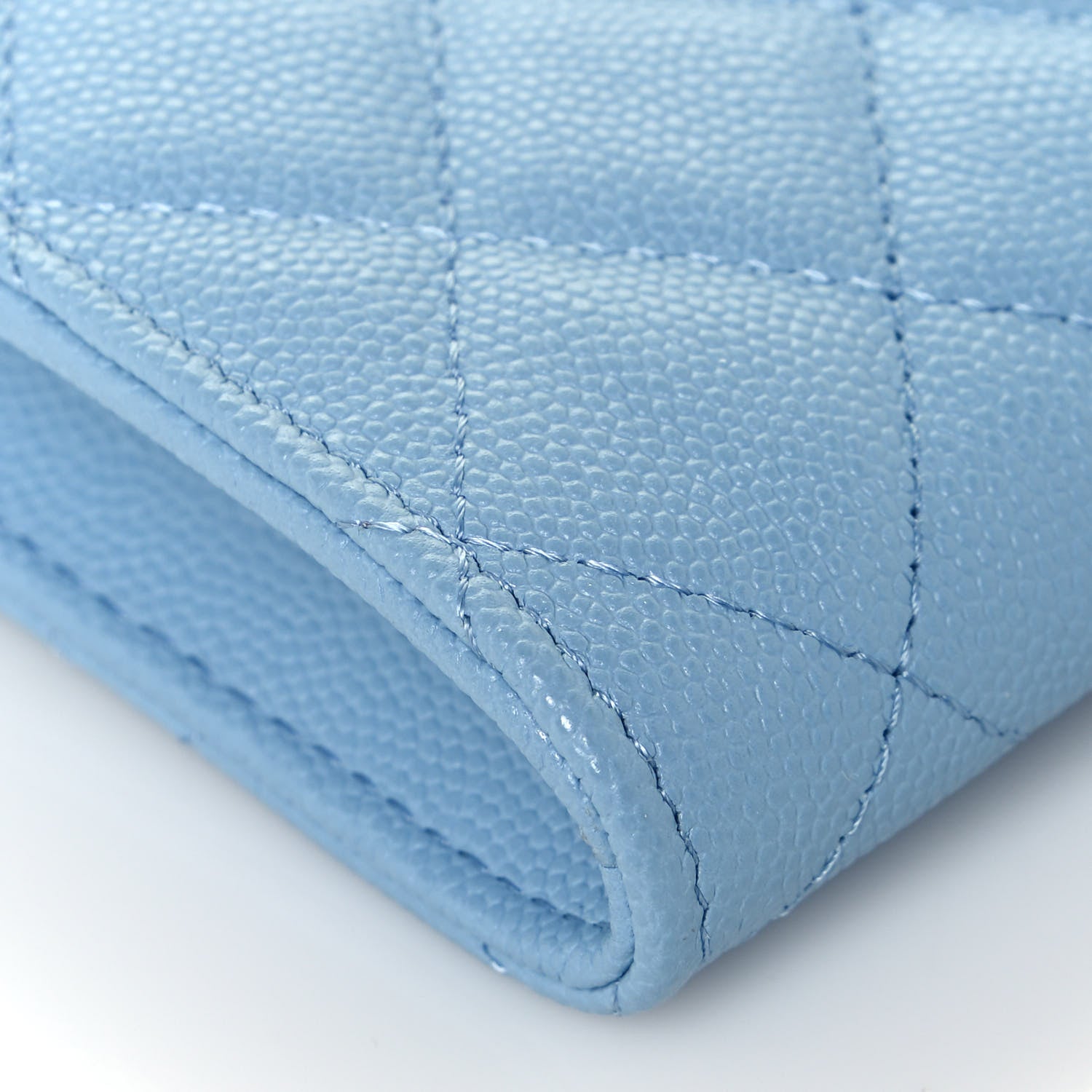 Chanel Caviar Quilted Crystal CC Airpods Pro and Phone Case With Chain Light Blue 11 of 17