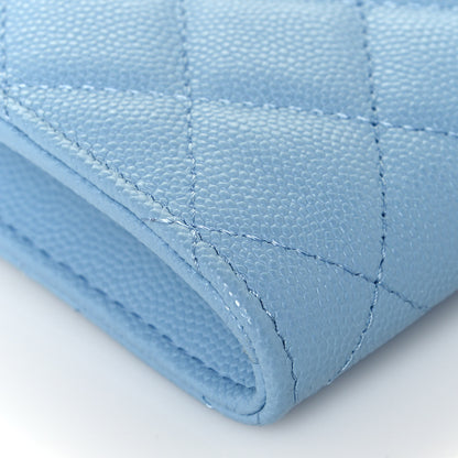 Chanel Caviar Quilted Crystal CC Airpods Pro and Phone Case With Chain Light Blue 11 of 17