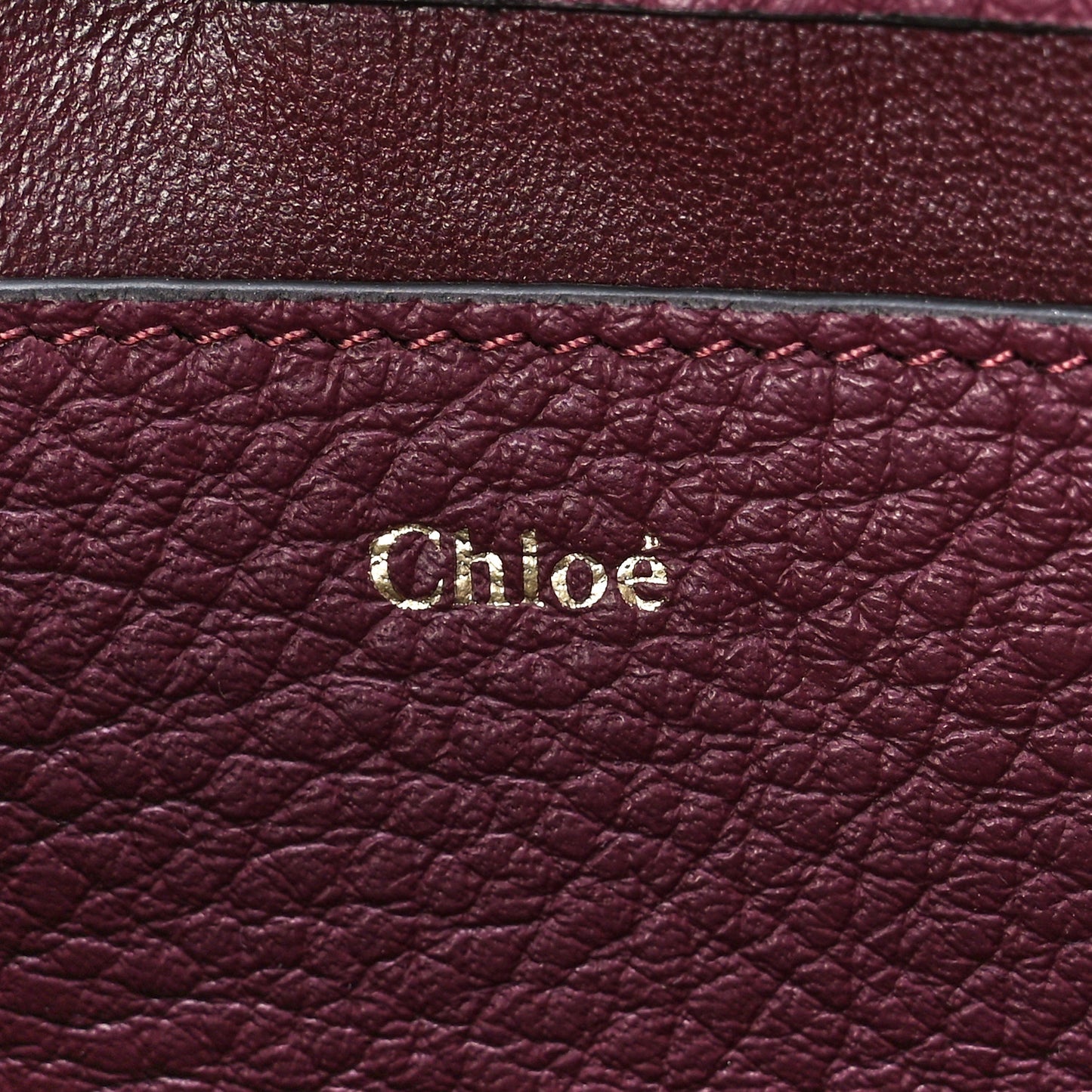 Grained Calfskin Alphabet Clutch Shoulder Bag Burgundy