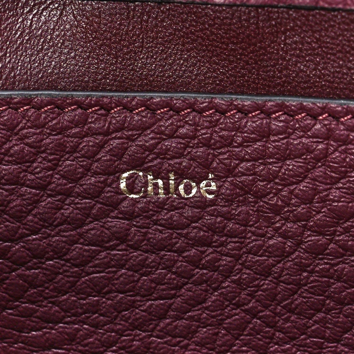 Chloe Grained Calfskin Alphabet Clutch Shoulder Bag Burgundy 6 of 12