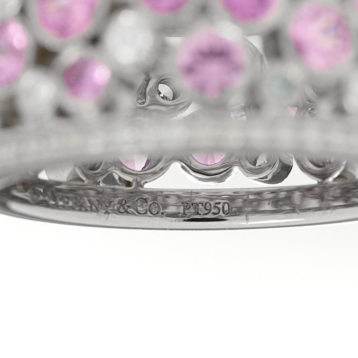 Platinum Diamond Pink Sapphire Cobblestone Band Ring 53 6.5