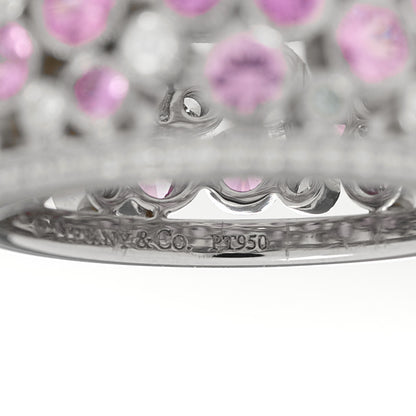Tiffany Platinum Diamond Pink Sapphire Cobblestone Band Ring 53 6.5 4 of 6