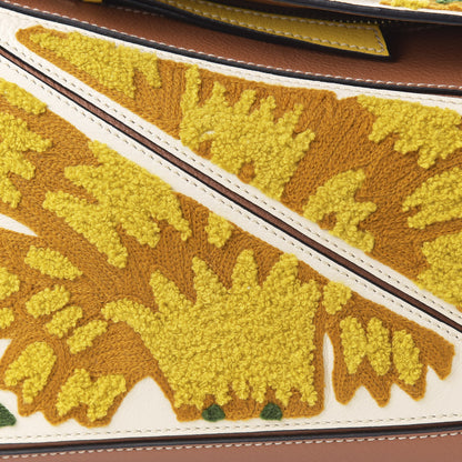 Loewe Calfskin Embroidered Floral Small Puzzle Bag Tan Yellow 10 of 10
