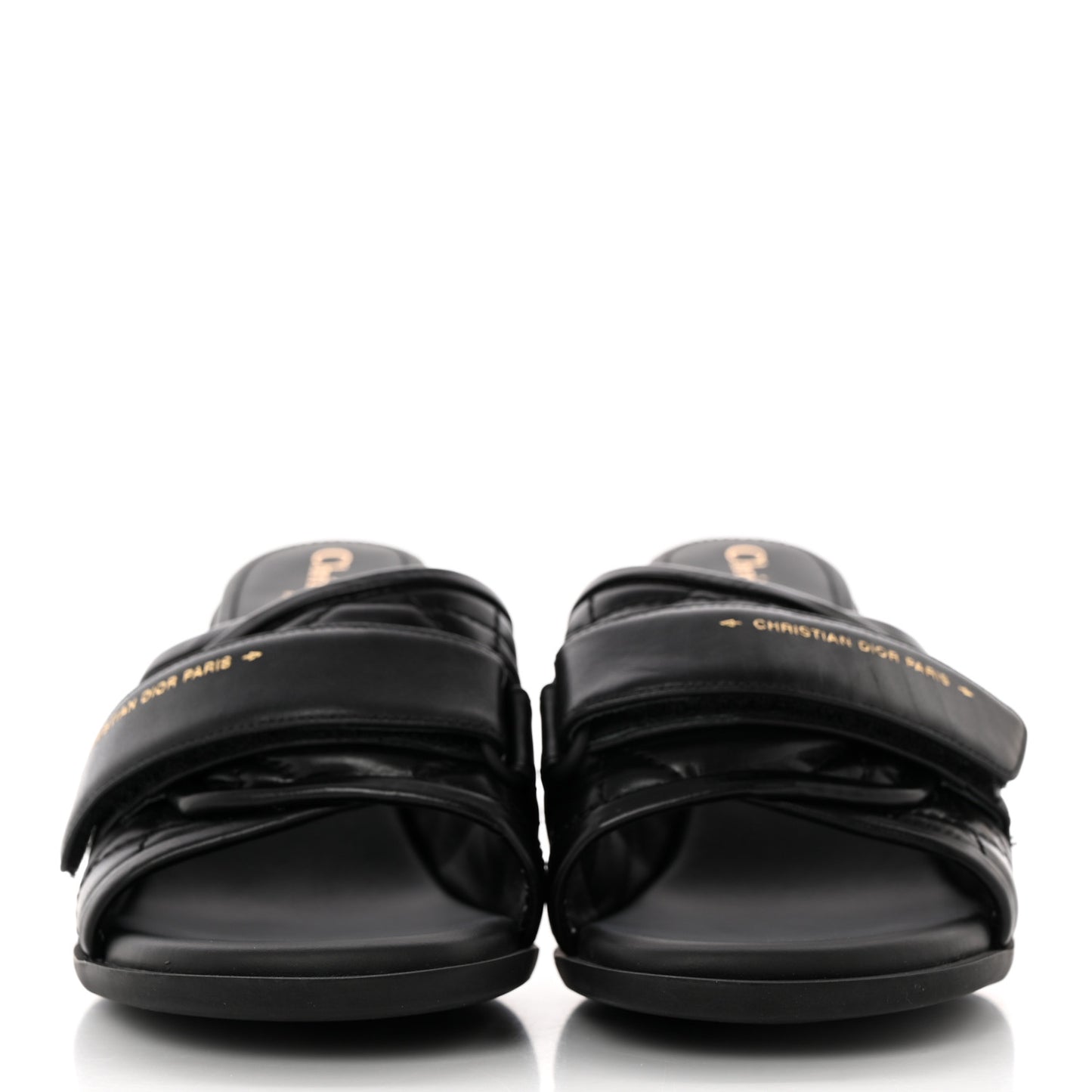 Calfskin Cannage Quilted Dio(r)evolution 80mm Slide Sandals 36.5 Black
