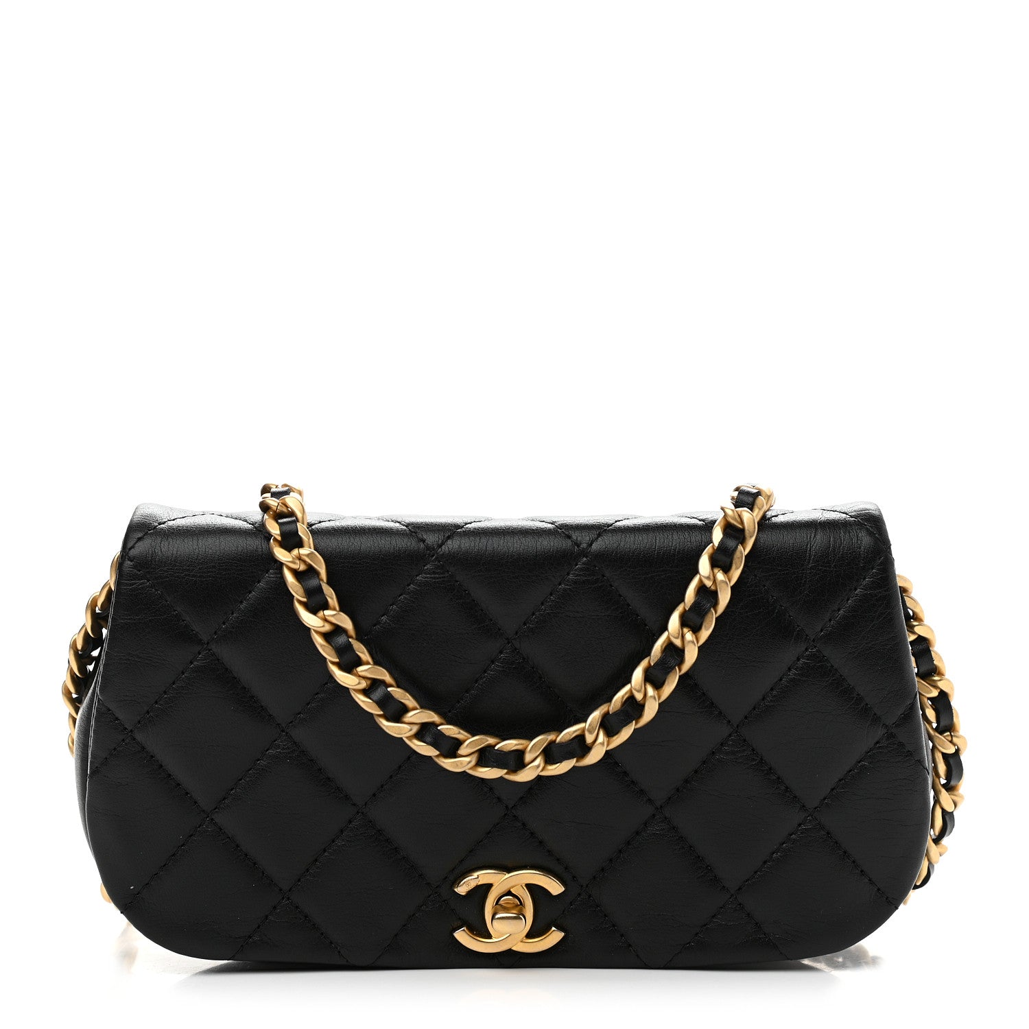 Chanel Calfskin Quilted Coco Mail Clutch With Chain Black 1 of 10