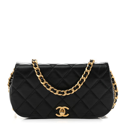 Chanel Calfskin Quilted Coco Mail Clutch With Chain Black 1 of 10