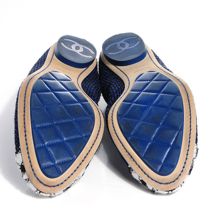 Chanel Tweed Cap Toe Ballerina Flats 37.5 Noir Marine Blanc 5 of 8