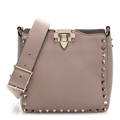 Valentino Garavani Pebbled Calfskin Mini Rockstud Flip-Lock Messenger Bag Poudre 1 of 9